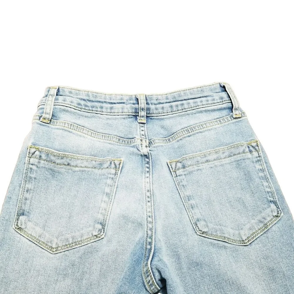 Reiss Bailey Jeans Women's Size 26 Light Wash Stretch Denim Button Fly  (25x26)